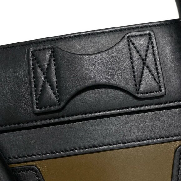 CELINE Luggage Mini Shopper - Black Brown Light gray Leather Handbag 925-070125 - Picture 8 of 14